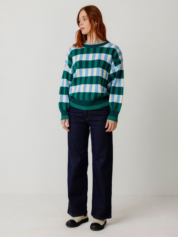 SKFK SKFK Suéter Larhun kék-zöld női kockás kardigán