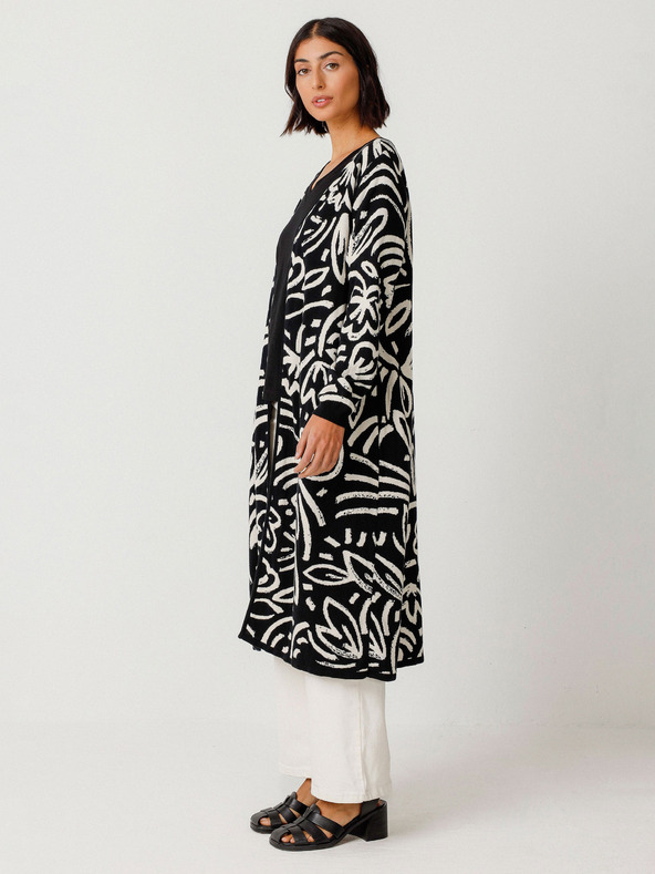 SKFK SKFK Suéter Kasandra krém és fekete női virágos kardigán SKFK Suéter Kasandra krém és fekete női virágos kardigán