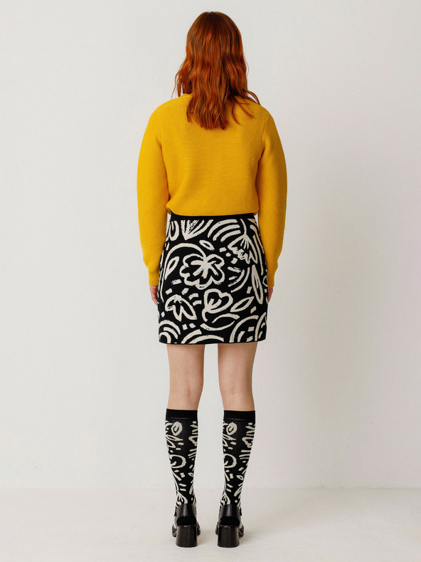 SKFK SKFK Falda Karia krém és fekete Női virágos szoknya SKFK Falda Karia krém és fekete Női virágos szoknya