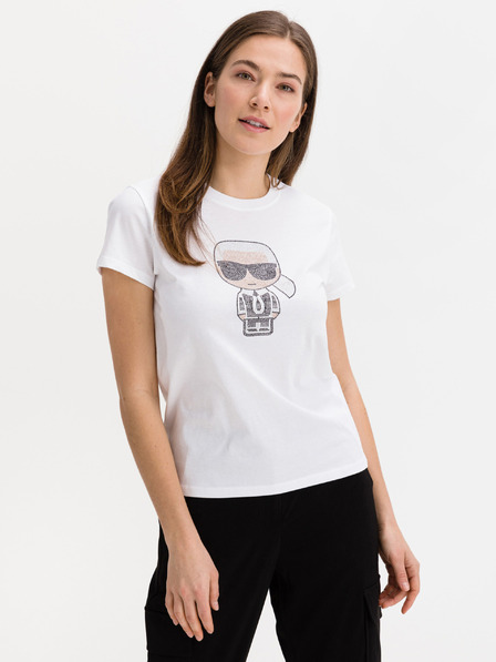 Karl Lagerfeld Fehér női mintás póló KARL LAGERFELD