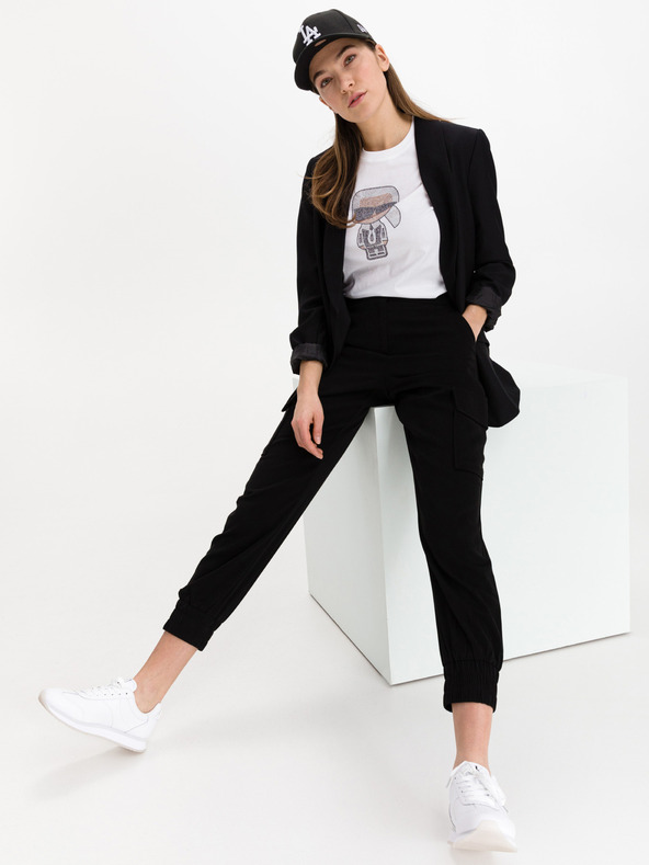 Karl Lagerfeld Fehér női mintás póló KARL LAGERFELD