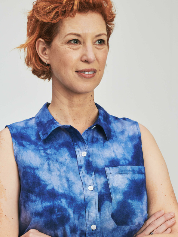 GAP Vászon batikolt maxi ruha GAP