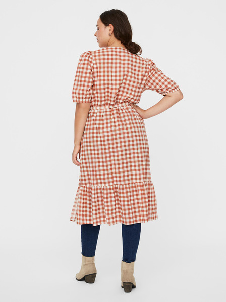 Vero Moda Curve VERO MODA CURVE Tamitta barna kockás wrap ruha VERO MODA CURVE Tamitta