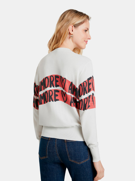 Desigual Fehér női Desigual Amore Amore Amore pulóver