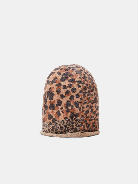 Desigual Barna női Desigual Animal Patch Gorro sapka leopárdmintával