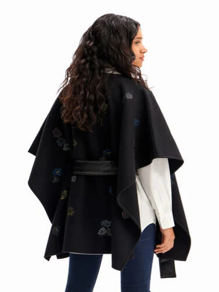 Desigual Desigual Threadflor Milan fekete női mintás poncsó