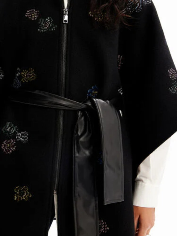 Desigual Desigual Threadflor Milan fekete női mintás poncsó