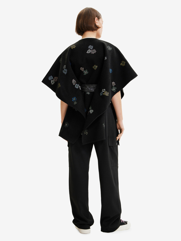 Desigual Desigual Threadflor Milan fekete női mintás poncsó