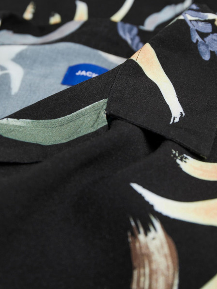 Jack & Jones Fekete férfi rövid ujjú, mintás ing Jack & Jones Luke