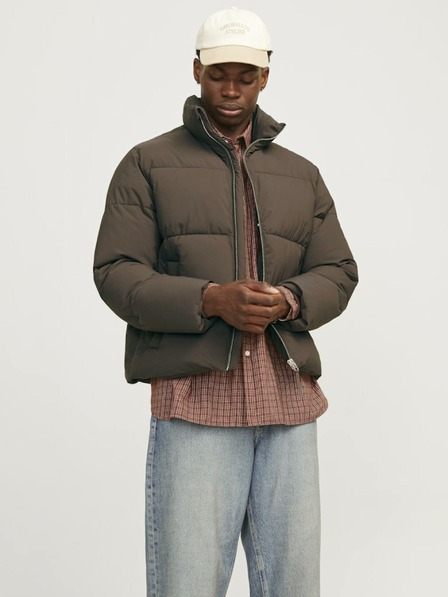 Jack & Jones Sötétbarna férfi Jack & Jones Frederiks steppelt kabát