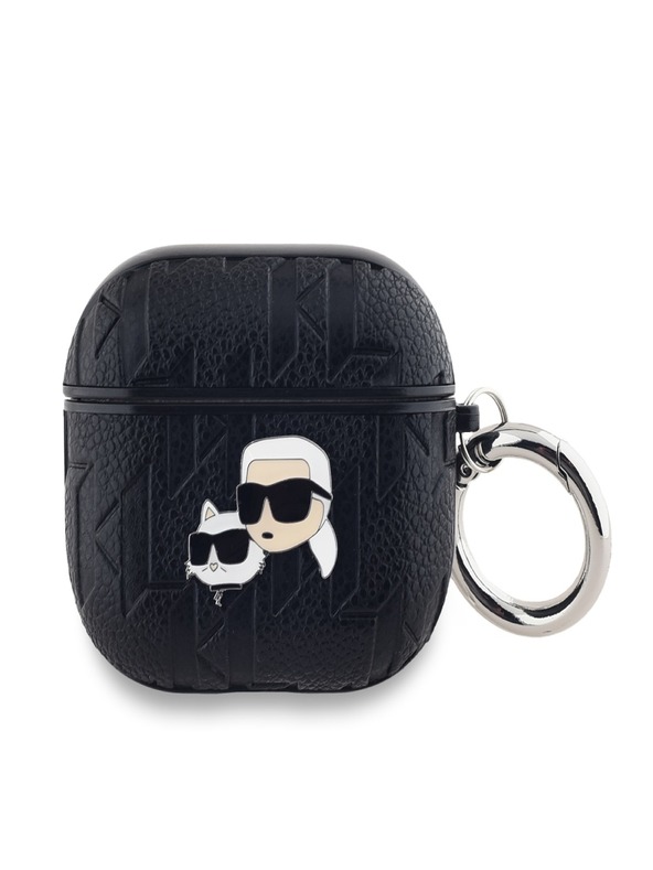 Karl Lagerfeld Karl Lagerfeld PU dombornyomott Karl és Choupette fejek tok az AirPods 3 készülékhez Fekete