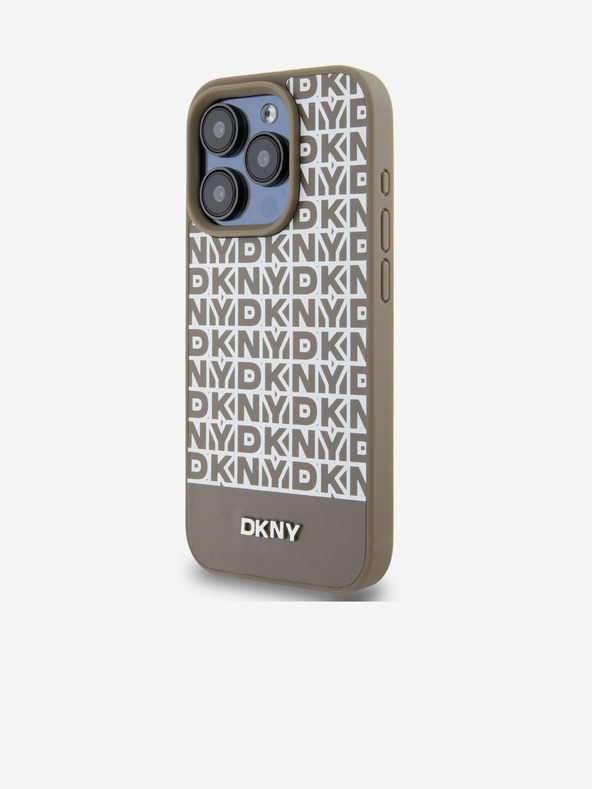 DKNY PU bőr Ismétlődő mintás alsó csíkos MagSafe hátlap iPhone 15 Pro Max Brown DKNY barna DKNY