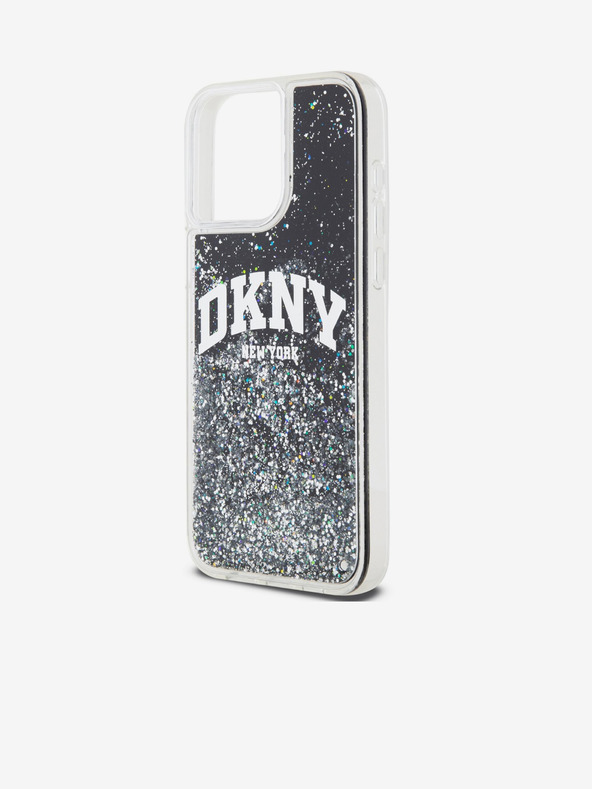 DKNY Folyékony csillogó íves logós hátlap iPhone 13 Pro Max-hoz Fekete DKNY
