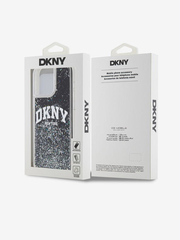 DKNY Folyékony csillogó íves logós hátlap iPhone 13 Pro Max-hoz Fekete DKNY