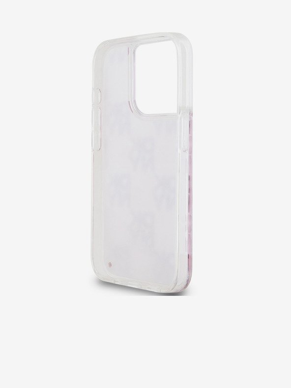 DKNY Folyékony csillogó kockás mintás hátsó borító iPhone 15 Pro rózsaszín DKNY
