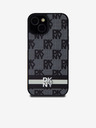 DKNY PU bőr kockás mintás és csíkos hátlapi borító iPhone 15 készülékhez Fekete DKNY