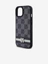 DKNY PU bőr kockás mintás és csíkos hátlapi borító iPhone 15 készülékhez Fekete DKNY