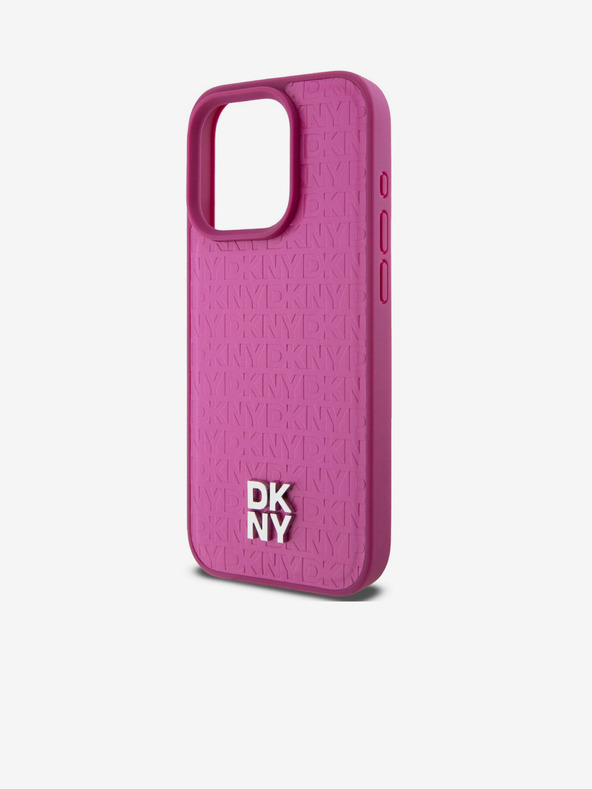 DKNY PU bőr Ismétlődő mintás Stack Logo Magsafe hátlap iPhone 15 Pro Max rózsaszín DKNY