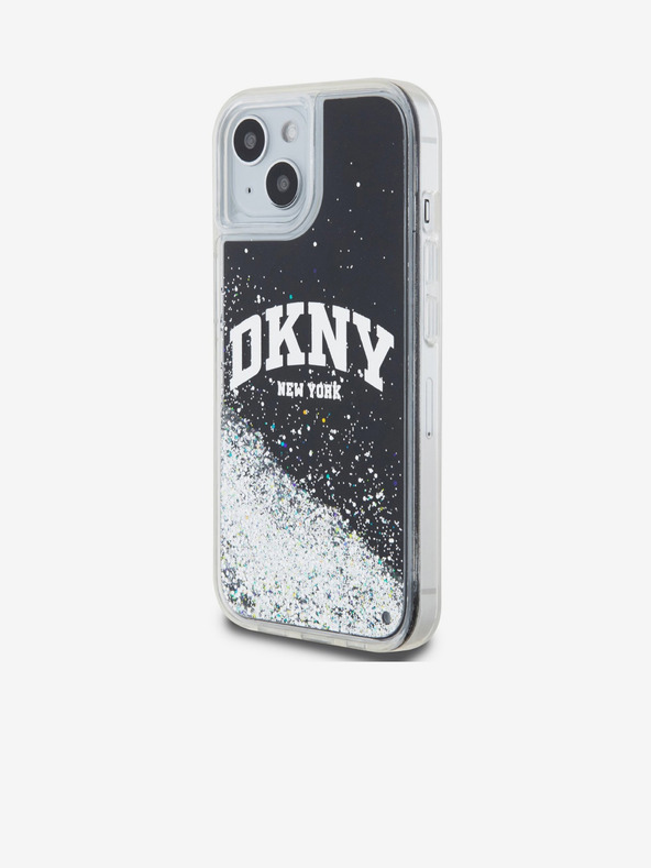 DKNY Folyékony csillámos, íves logós hátlap iPhone 14 készülékhez Fekete DKNY