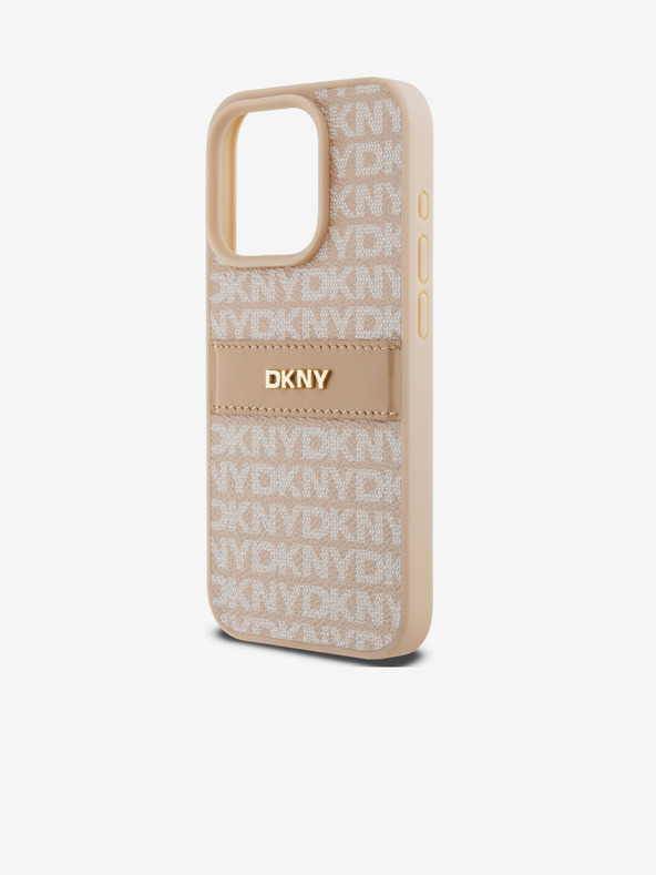 DKNY PU bőr Repeat Pattern tonális csíkos hátlapi borító iPhone 15 Pro rózsaszínű DKNY DKNY