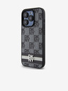 DKNY PU bőr kockás mintás és csíkos hátlapi borító iPhone 15 Pro fekete DKNY Fekete DKNY