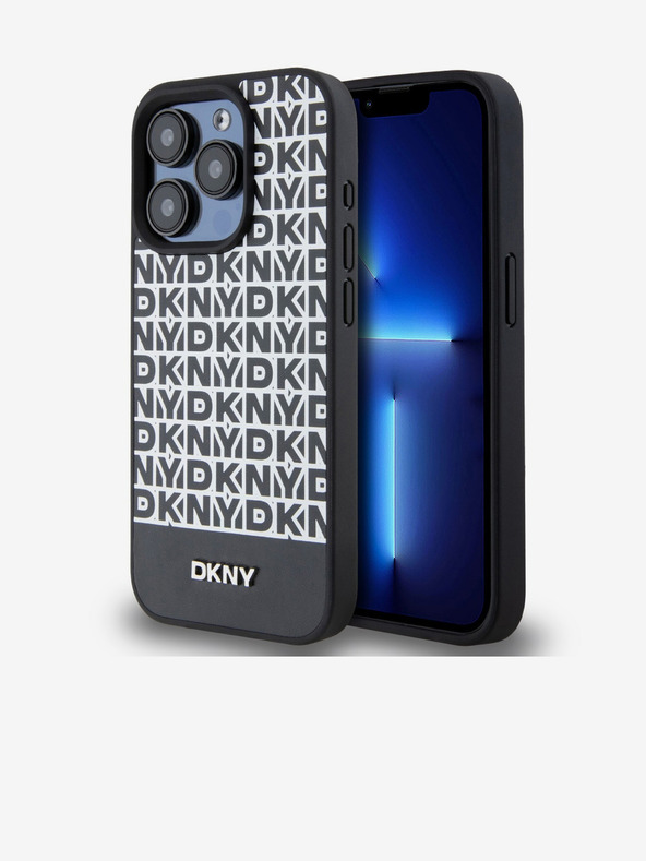 DKNY PU bőr Ismétlődő mintás alsó csíkos MagSafe hátlap iPhone 12/12 Pro Fekete DKNY DKNY