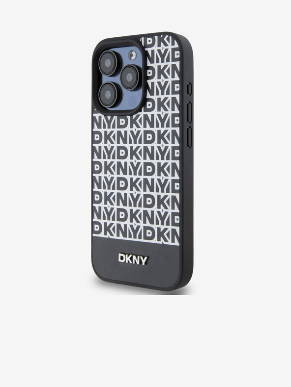 DKNY PU bőr Ismétlődő mintás alsó csíkos MagSafe hátlap iPhone 12/12 Pro Fekete DKNY DKNY