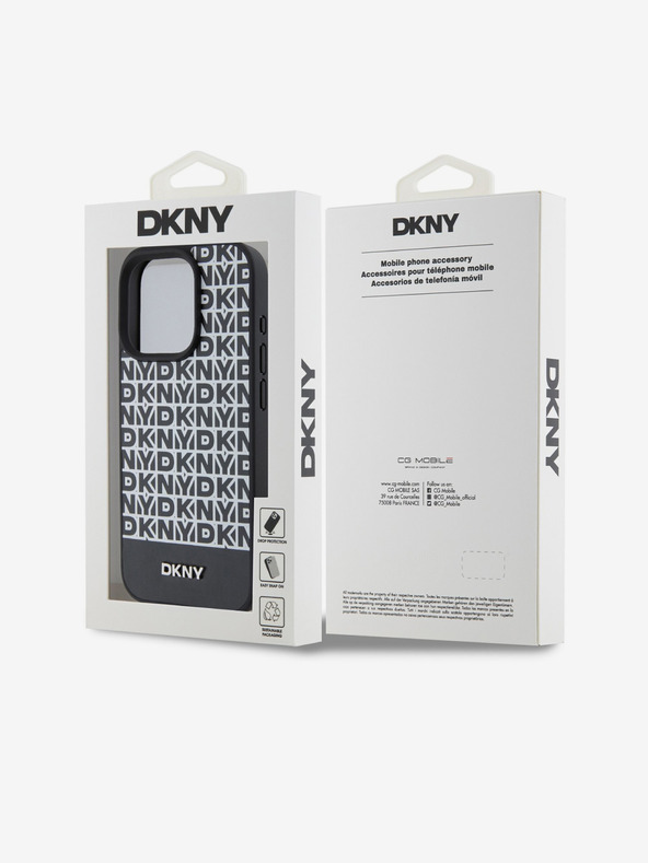 DKNY PU bőr Ismétlődő mintás alsó csíkos MagSafe hátlap iPhone 12/12 Pro Fekete DKNY DKNY