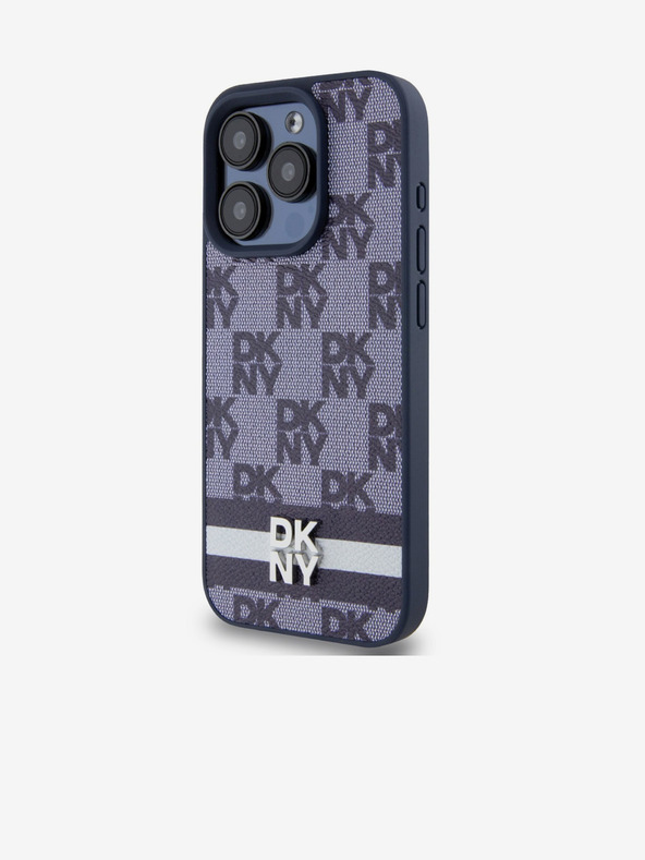 DKNY PU bőr kockás mintás és csíkos hátlapi borító iPhone 15 Pro-hoz Kék DKNY DKNY