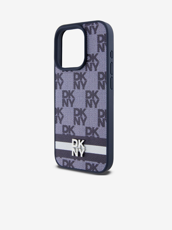 DKNY PU bőrből készült kockás mintás és csíkos hátlapi borító iPhone 15 Pro Max készülékhez Kék DKNY DKNY