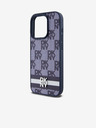 DKNY PU bőrből készült kockás mintás és csíkos hátlapi borító iPhone 15 Pro Max készülékhez Kék DKNY DKNY