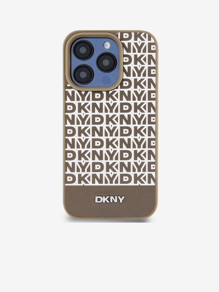DKNY PU bőr Ismétlődő mintás alsó csíkos MagSafe hátlap iPhone 14 Pro Max-hoz Barna DKNY Barna DKNY