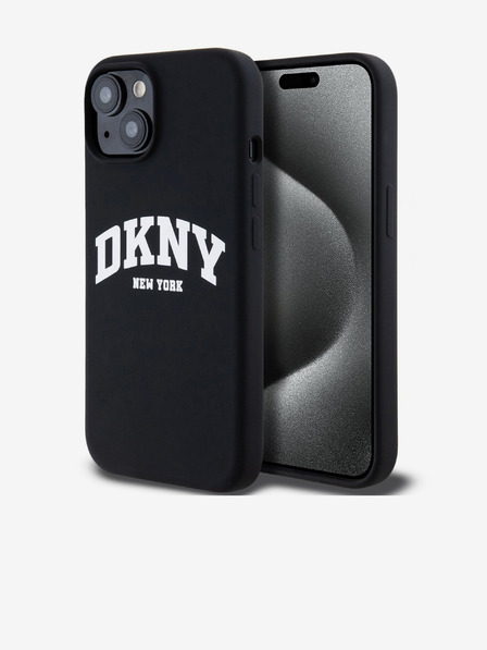 DKNY Folyékony szilikon Arch Logo MagSafe hátlap iPhone 15 készülékhez Fekete DKNY