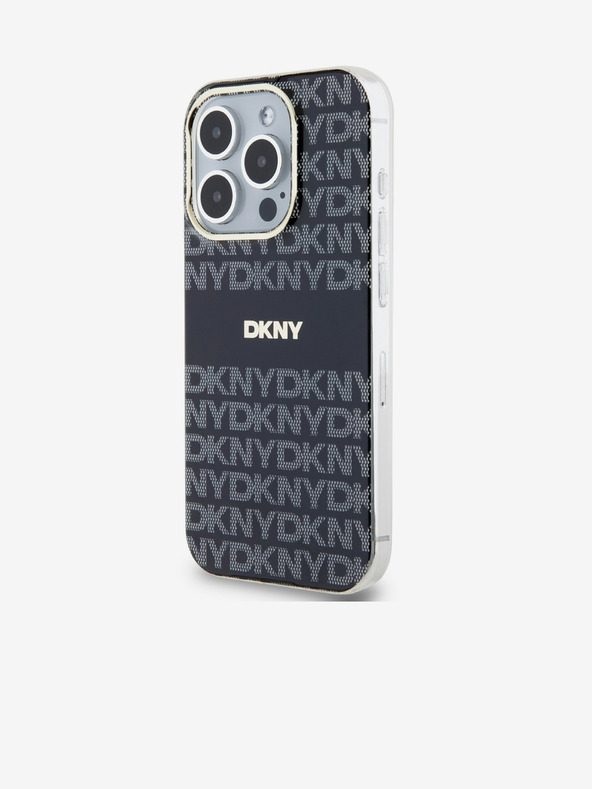 DKNY PC/TPU ismétlődő mintás tonális csíkos Magsafe hátlap az iPhone 15 Pro készülékhez Fekete DKNY