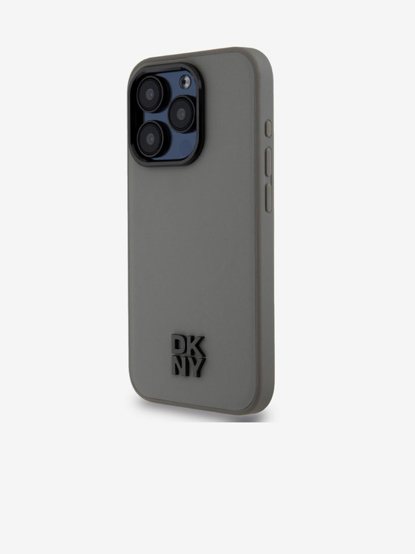 DKNY PU bőr Stack Logo Magsafe hátlap iPhone 15 Pro szürke DKNY szürke DKNY