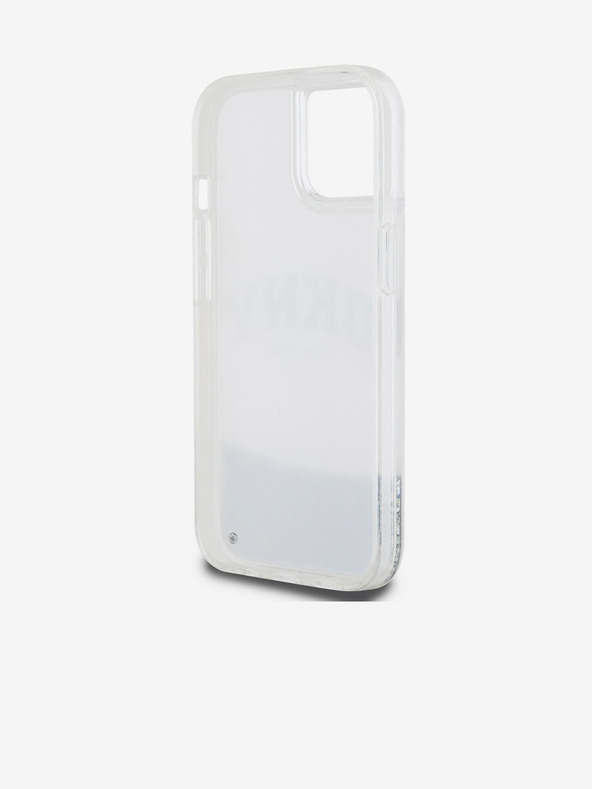 DKNY Folyékony csillogó íves logós hátlap iPhone 15-hez Átlátszó DKNY