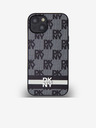 DKNY PU bőr kockás mintás és csíkos hátlapi borító iPhone 14 készülékhez Fekete DKNY