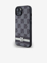 DKNY PU bőr kockás mintás és csíkos hátlapi borító iPhone 14 készülékhez Fekete DKNY