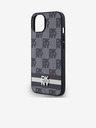 DKNY PU bőr kockás mintás és csíkos hátlapi borító iPhone 14 készülékhez Fekete DKNY