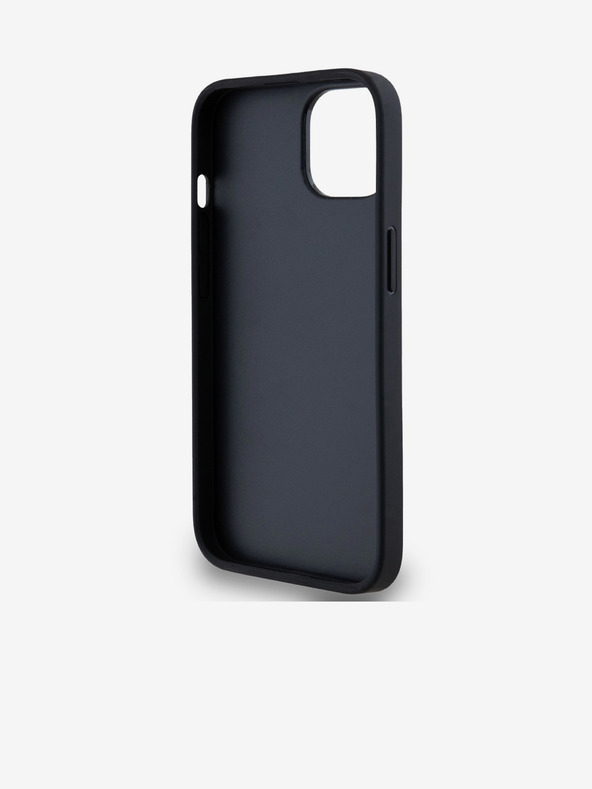 DKNY PU bőr kockás mintás és csíkos hátlapi borító iPhone 14 készülékhez Fekete DKNY