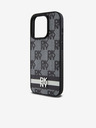 DKNY PU bőr kockás mintás és csíkos hátlapi borító iPhone 14 Pro fekete DKNY fekete DKNY
