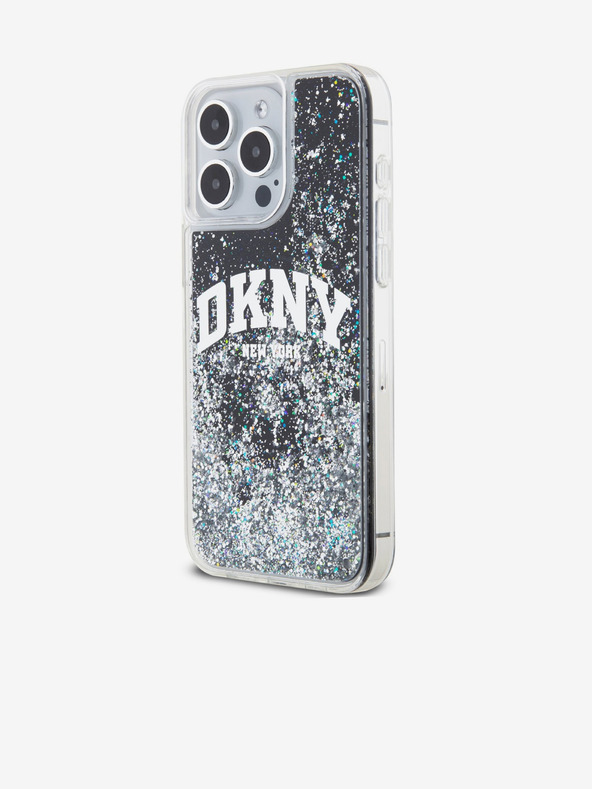 DKNY Folyékony csillogó íves logós hátlap iPhone 14 Pro Fekete DKNY DKNY