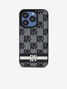 DKNY PU bőr kockás mintás és csíkos hátlapi borító iPhone 14 Pro Max fekete DKNY