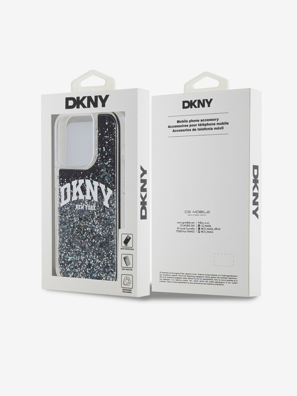DKNY Folyékony csillogó íves logós hátlap iPhone 15 Pro Fekete DKNY