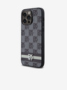 DKNY PU bőr kockás mintás és csíkos hátlapi borító iPhone 15 Pro Max fekete DKNY