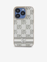 DKNY PU bőr kockás mintás és csíkos hátlapi borító iPhone 13 Pro bézs DKNY DKNY