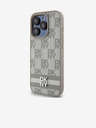 DKNY PU bőr kockás mintás és csíkos hátlapi borító iPhone 13 Pro bézs DKNY DKNY