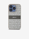 DKNY PU bőr ismétlődő mintás, tónusos csíkos hátlap iPhone 15 Pro bézs DKNY DKNY