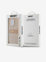 DKNY PU bőr ismétlődő mintás, tónusos csíkos hátlap iPhone 15 Pro Max rózsaszín DKNY