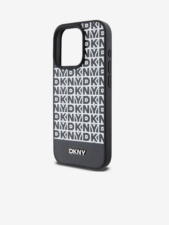 DKNY PU bőr Ismétlődő mintás alsó csíkos MagSafe hátlap iPhone 14 Pro fekete DKNY Fekete DKNY